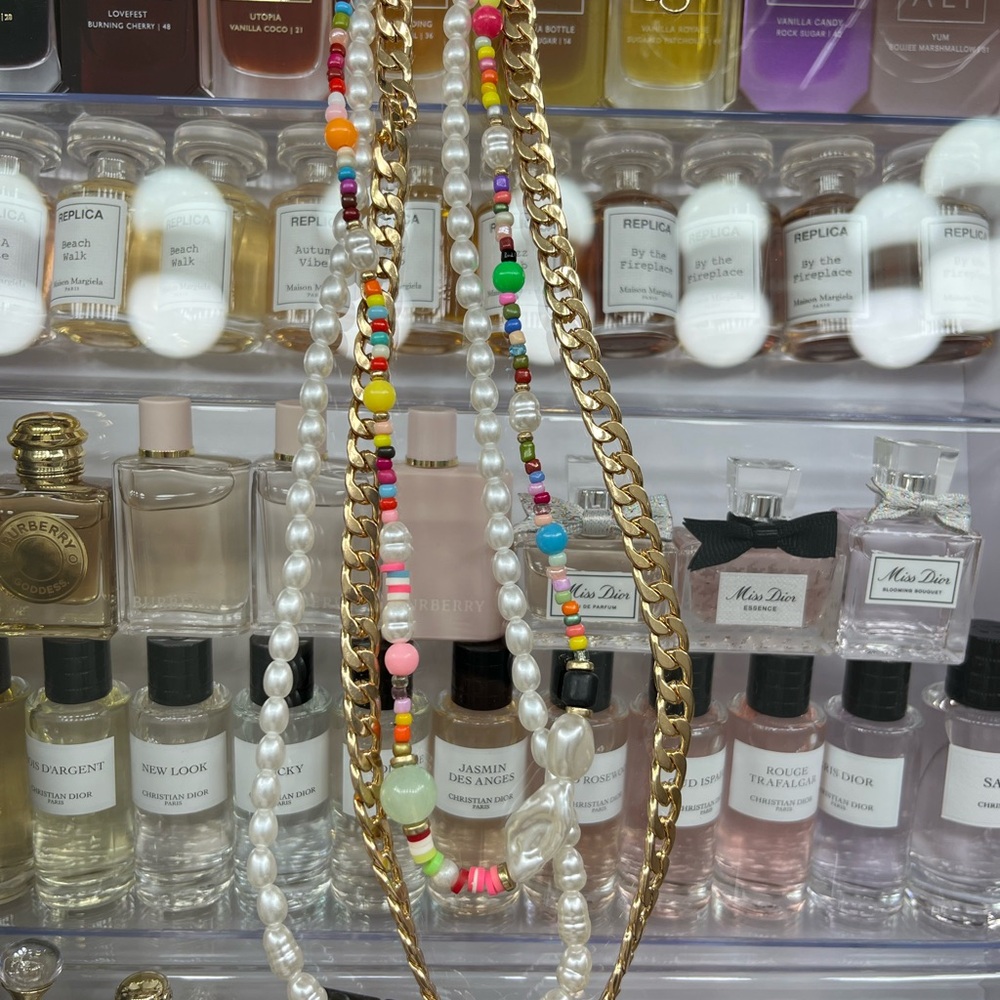 Colorful Beaded and Yellow Chain Necklace